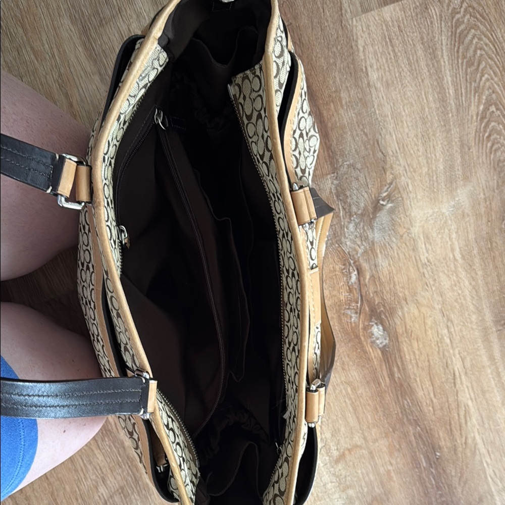 Coach Brown and Tan Signature Tote Bag - Picture 2 of 3